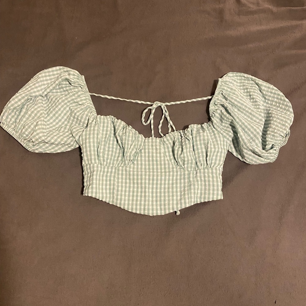 Princess Polly Green Gingham Top - US 6